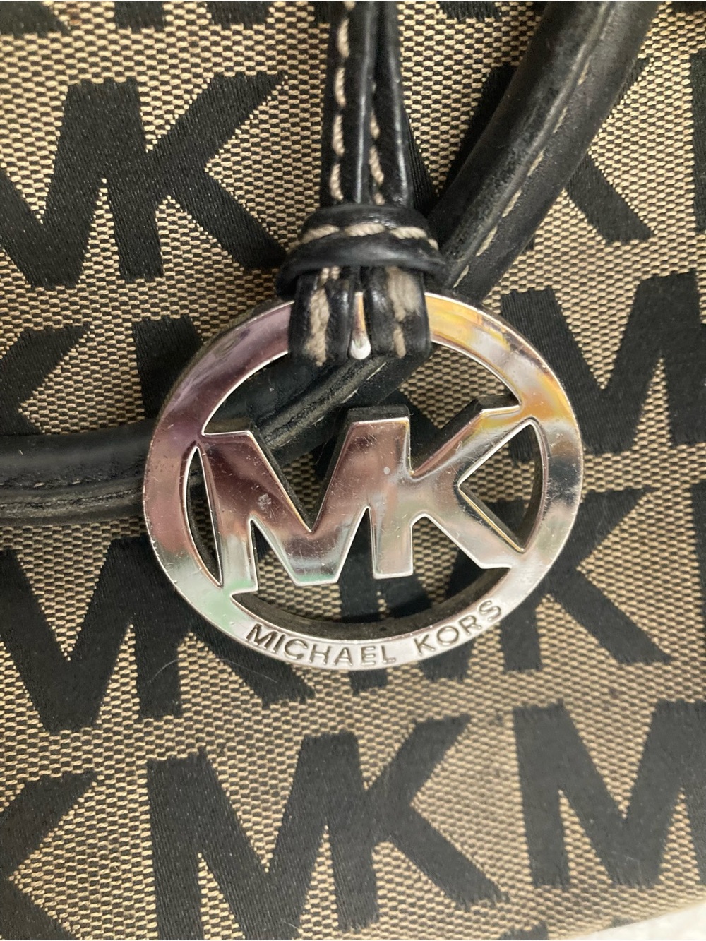 Michael Kors Tan and Black Signature MK Satchel - Picture 2 of 4